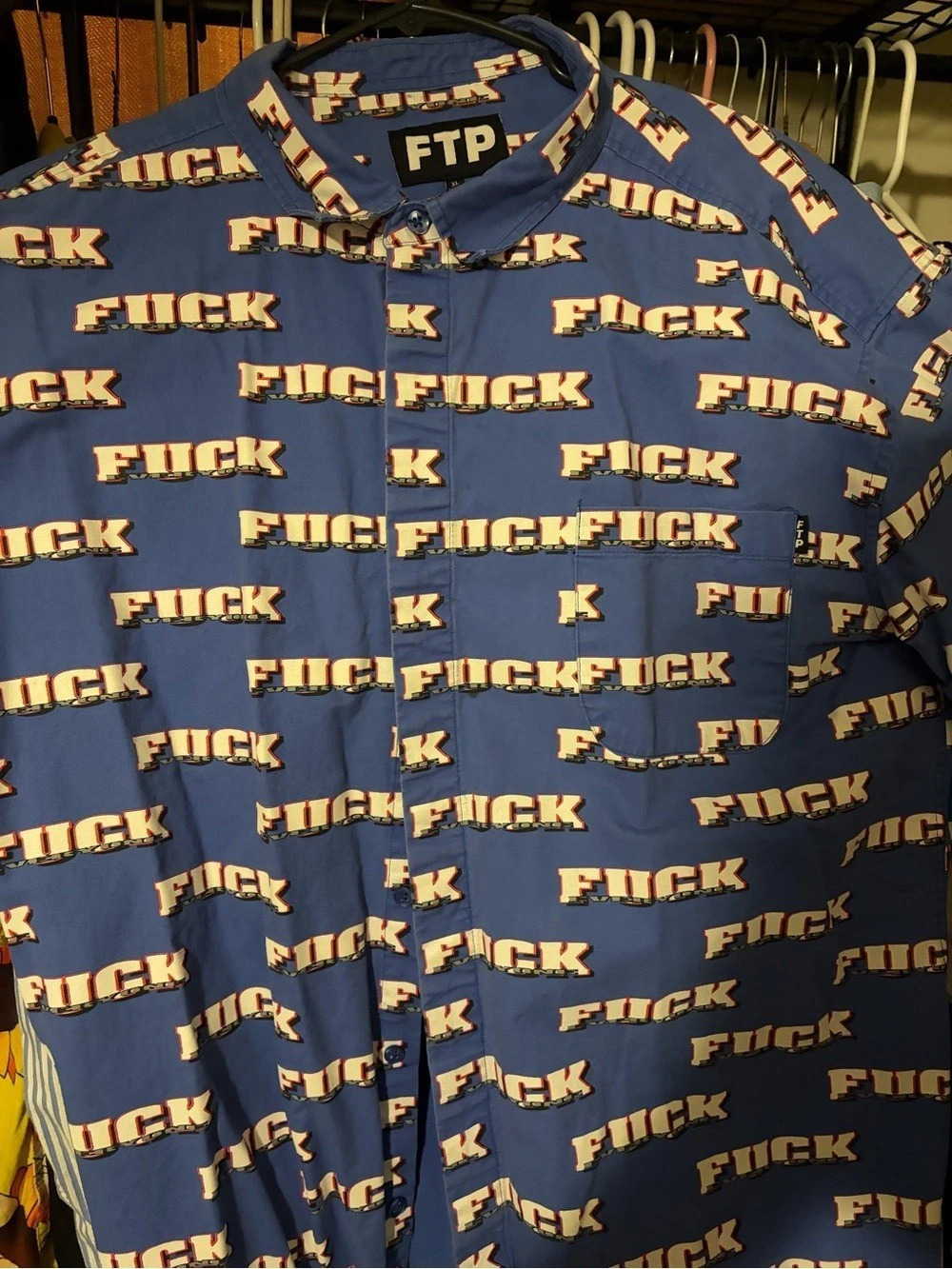 FTP All Over Print Button Up Shirt Printed Short Sleeve Shirt in